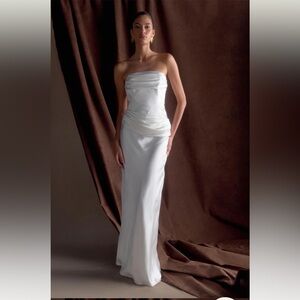 Strapless White Evening Gown